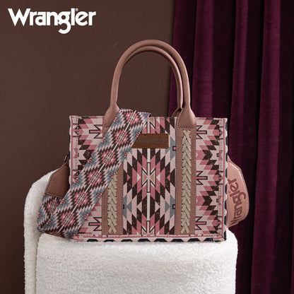 Wrangler Aztec Embroidered Whipstitch Canvas Tote Bag