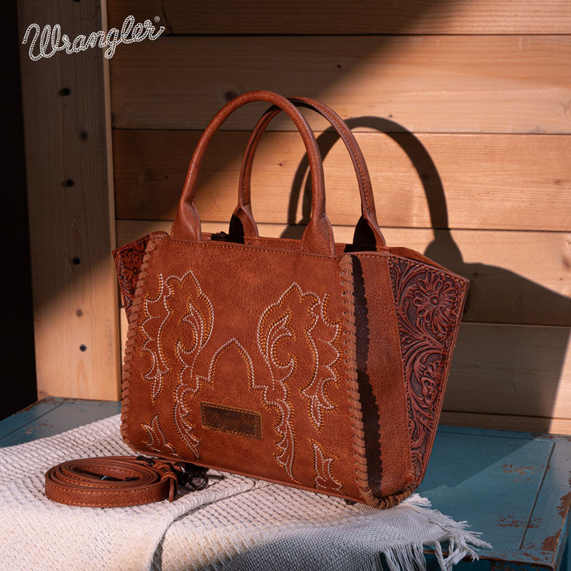 Wrangler Embroidered Boot Scroll Tote Bag