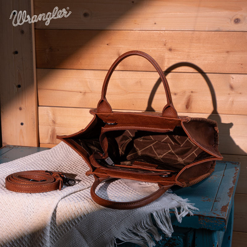 Wrangler Embroidered Boot Scroll Tote Bag