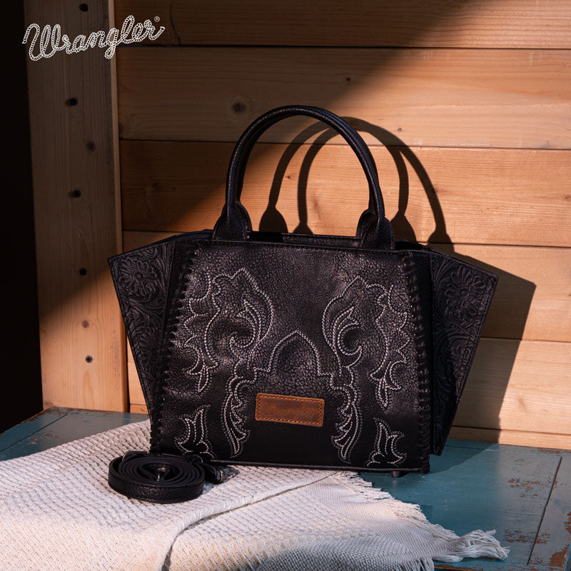 Wrangler Embroidered Boot Scroll Tote Bag