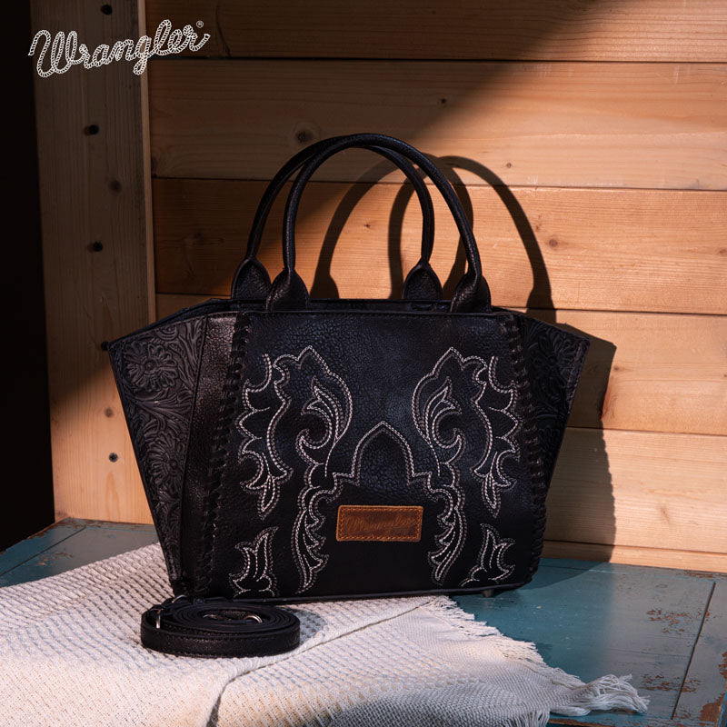 Wrangler Embroidered Boot Scroll Tote Bag