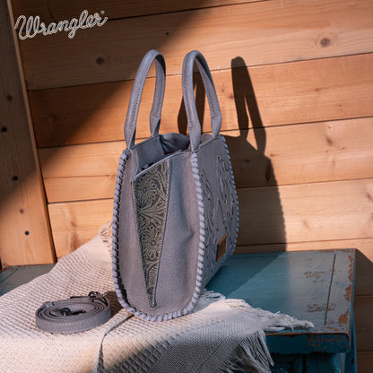 Wrangler Embroidered Boot Scroll Tote Bag