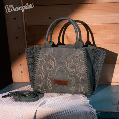 Wrangler Embroidered Boot Scroll Tote Bag