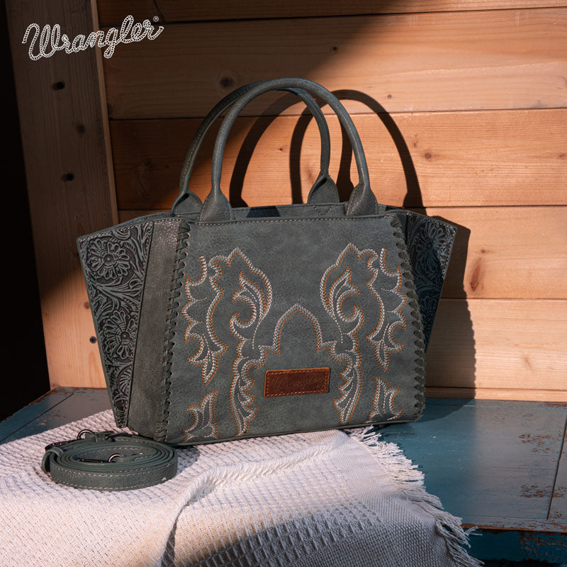 Wrangler Embroidered Boot Scroll Tote Bag