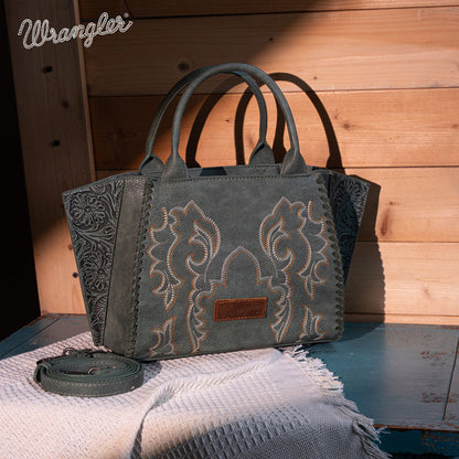 Wrangler Embroidered Boot Scroll Tote Bag