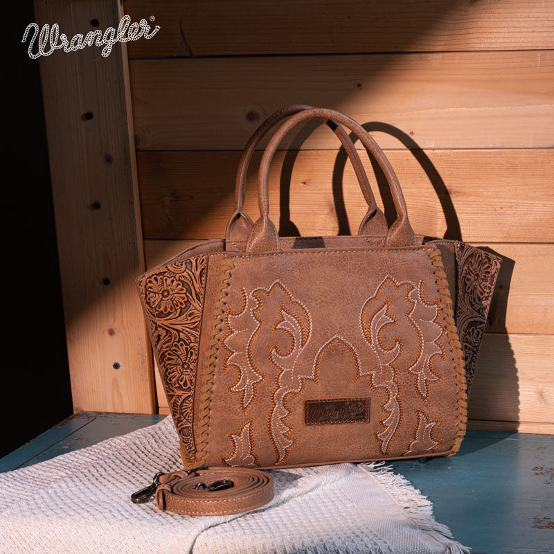 Wrangler Embroidered Boot Scroll Tote Bag