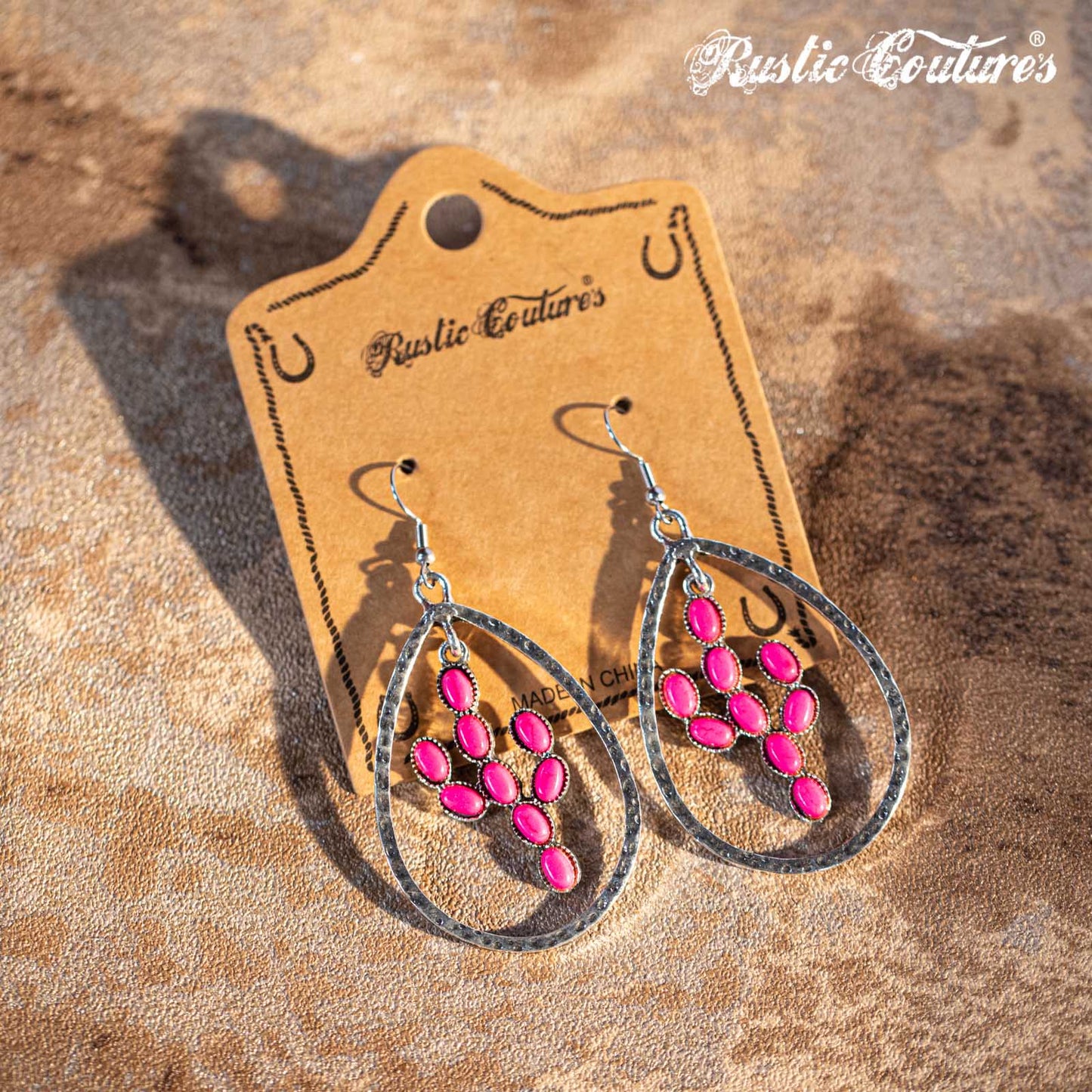 Rustic Couture's Nature Stone with Teardrop Shape Dangling Earring