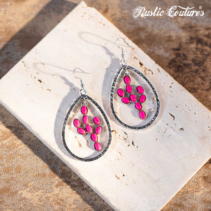 Rustic Couture's Nature Stone with Teardrop Shape Dangling Earring