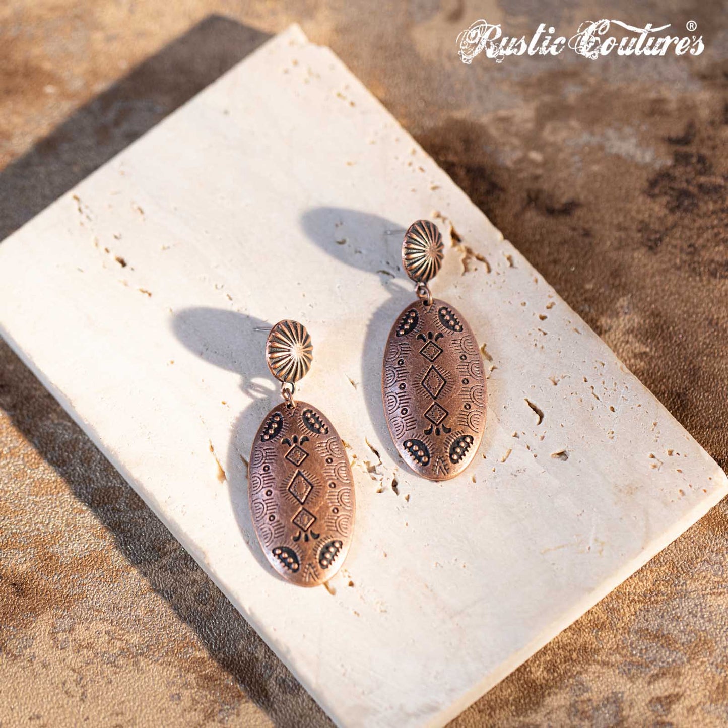 Rustic Couture's Navajo Brozen Oval Shape Dangling Earring