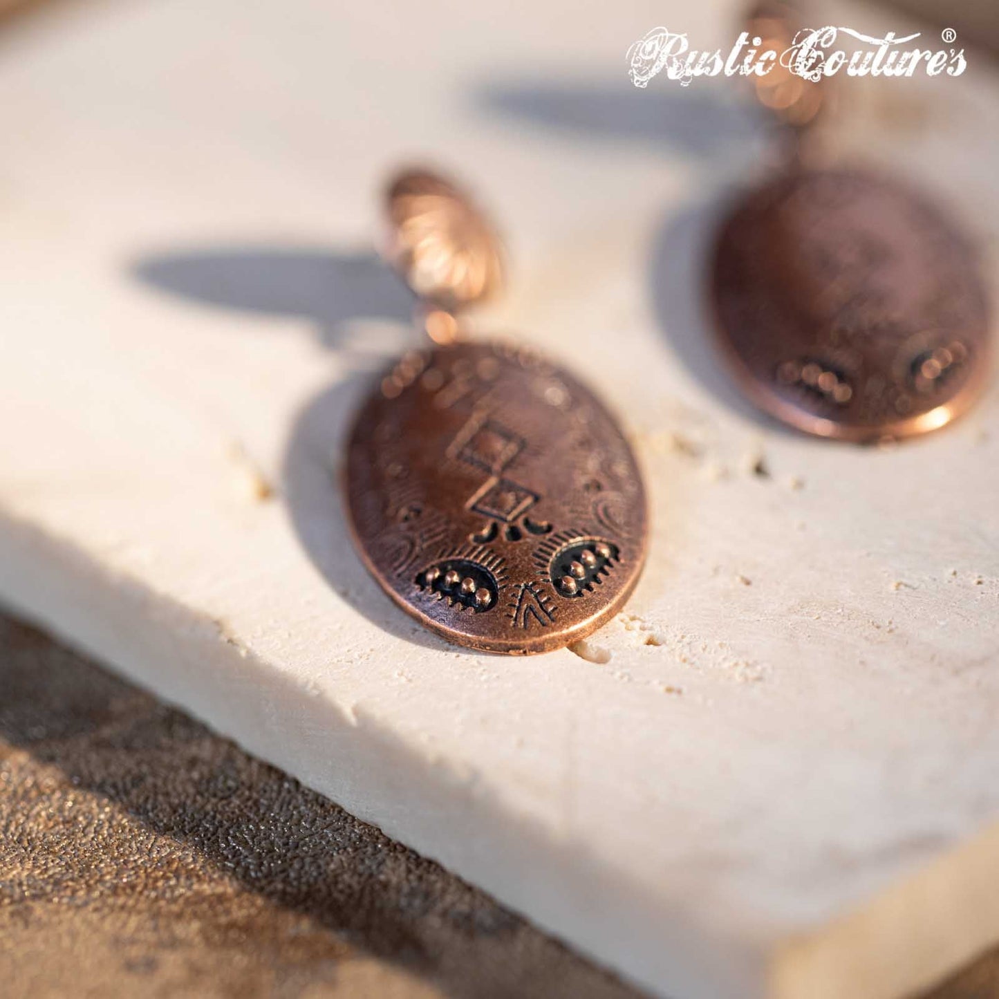 Rustic Couture's Navajo Brozen Oval Shape Dangling Earring