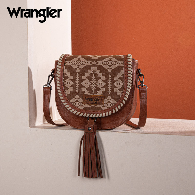 Wrangler Aztec Print Tassel Crossbody Bag