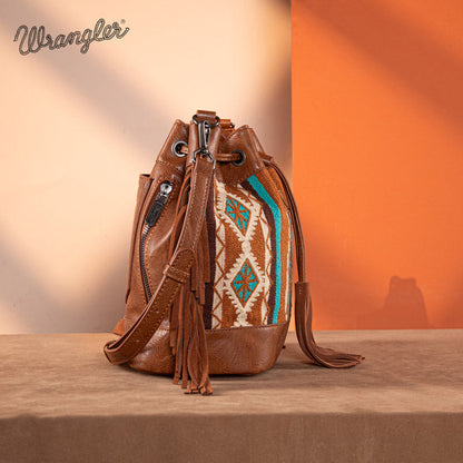 Wrangler Aztec Print Knitted Crossbody Bucket Bag