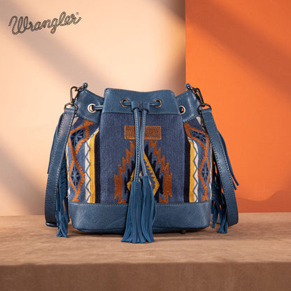 Wrangler Aztec Print Knitted Crossbody Bucket Bag