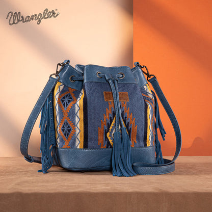 Wrangler Aztec Print Knitted Crossbody Bucket Bag