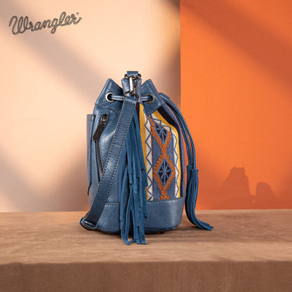 Wrangler Aztec Print Knitted Crossbody Bucket Bag