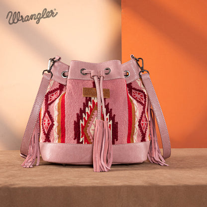 Wrangler Aztec Print Knitted Crossbody Bucket Bag