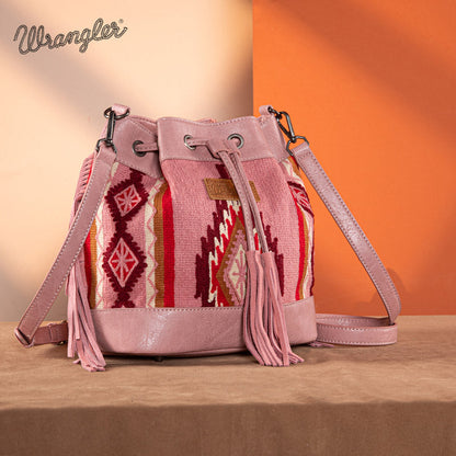 Wrangler Aztec Print Knitted Crossbody Bucket Bag