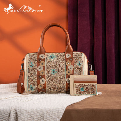 Montana West Embroidered Floral Cut-out Duffle Bag Set