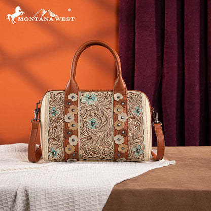 Montana West Embroidered Floral Cut-out Duffle Bag Set