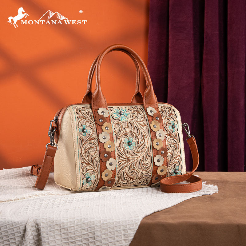 Montana West Embroidered Floral Cut-out Duffle Bag Set