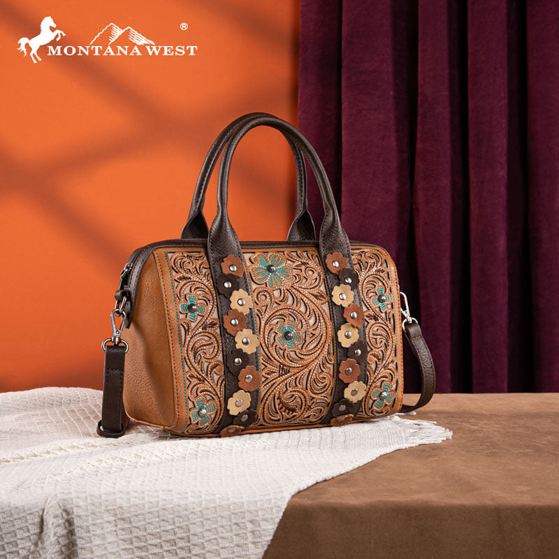 Montana West Embroidered Floral Cut-out Duffle Bag Set