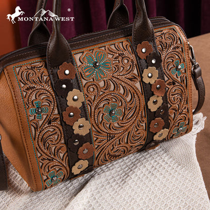 Montana West Embroidered Floral Cut-out Duffle Bag Set