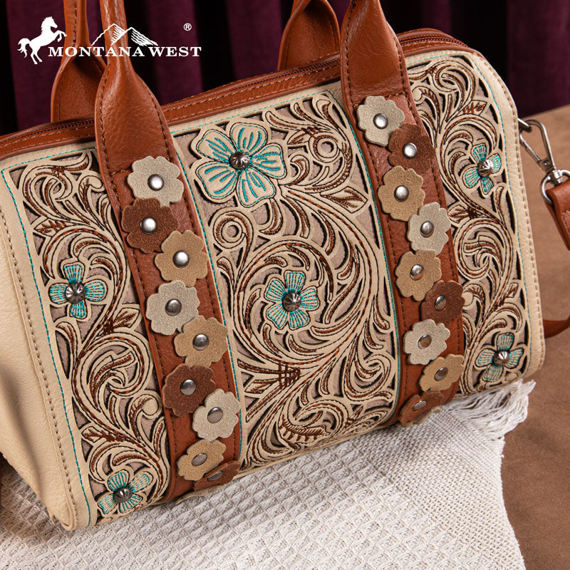 Montana West Embroidered Floral Cut-out Duffle Bag Set