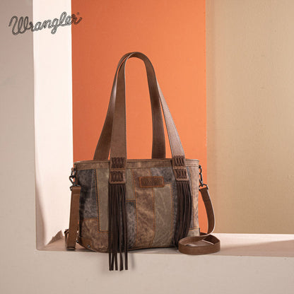 Wrangler Denim-textured Color-block Shoulder Bag