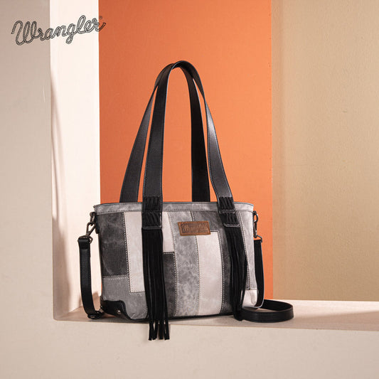 Wrangler Denim-textured Color-block Shoulder Bag