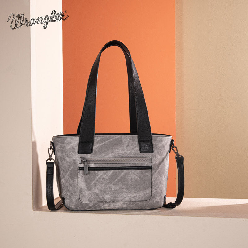 Wrangler Denim-textured Color-block Shoulder Bag