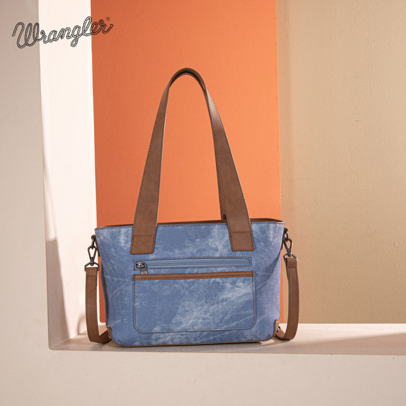 Wrangler Denim-textured Color-block Shoulder Bag