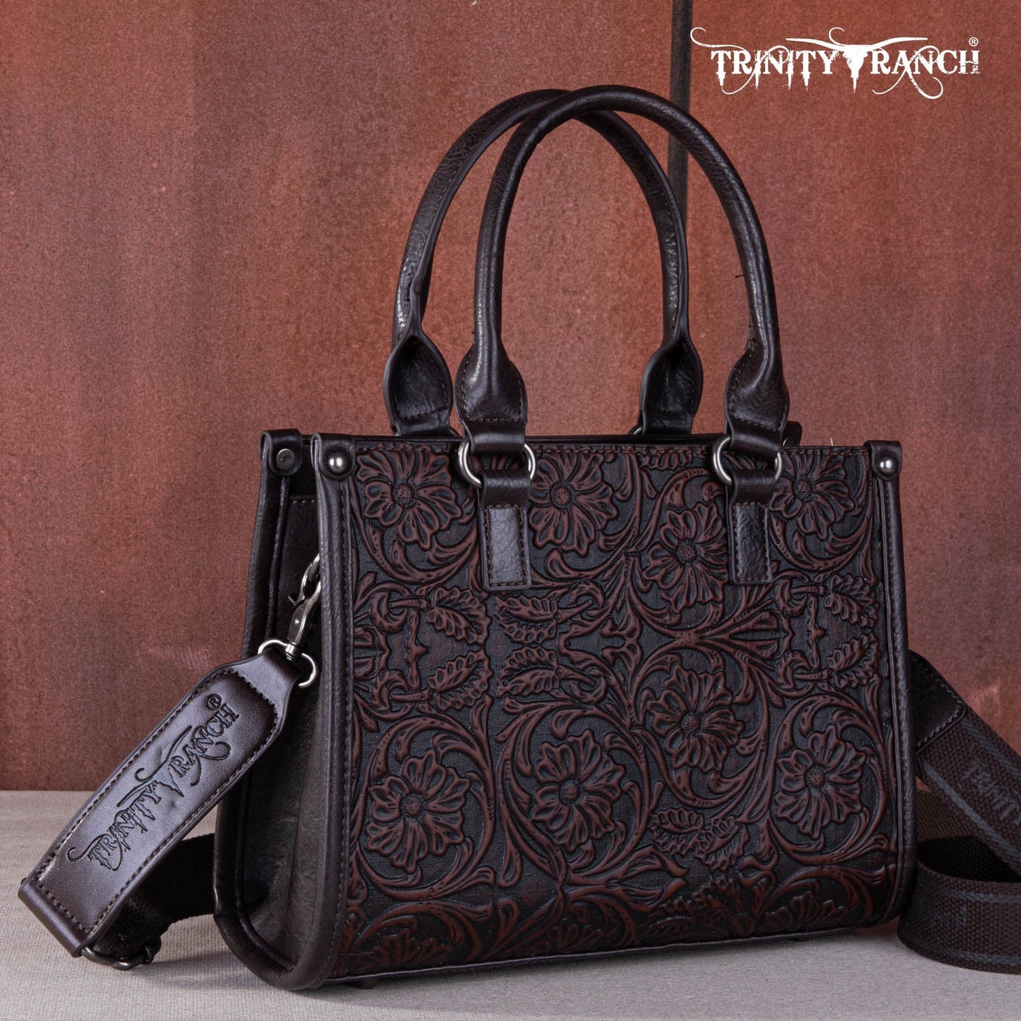 Trinity Ranch Floral Tooled Concealed Carry Tote/Crossbody