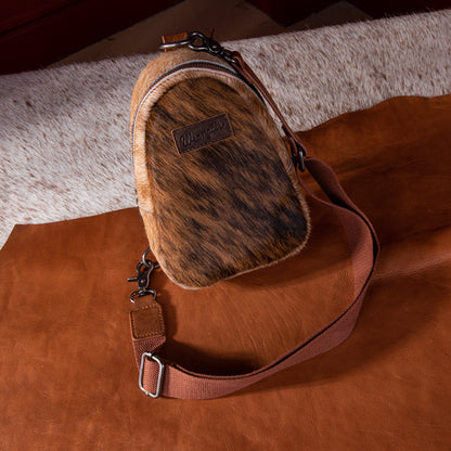 Wrangler Genuine Hair-On Cowhide Sling Bag Crossbody/Chest Bag