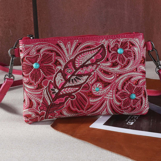 Montana West  Embroidered Floral Cut-out Collection Clutch/Crossbody