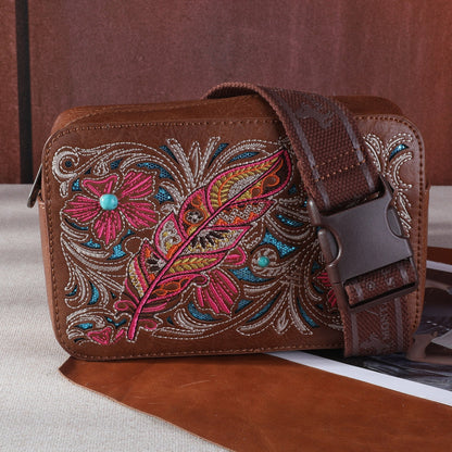 Montana West Embroidered Floral Cut-out Collection Belt Bag