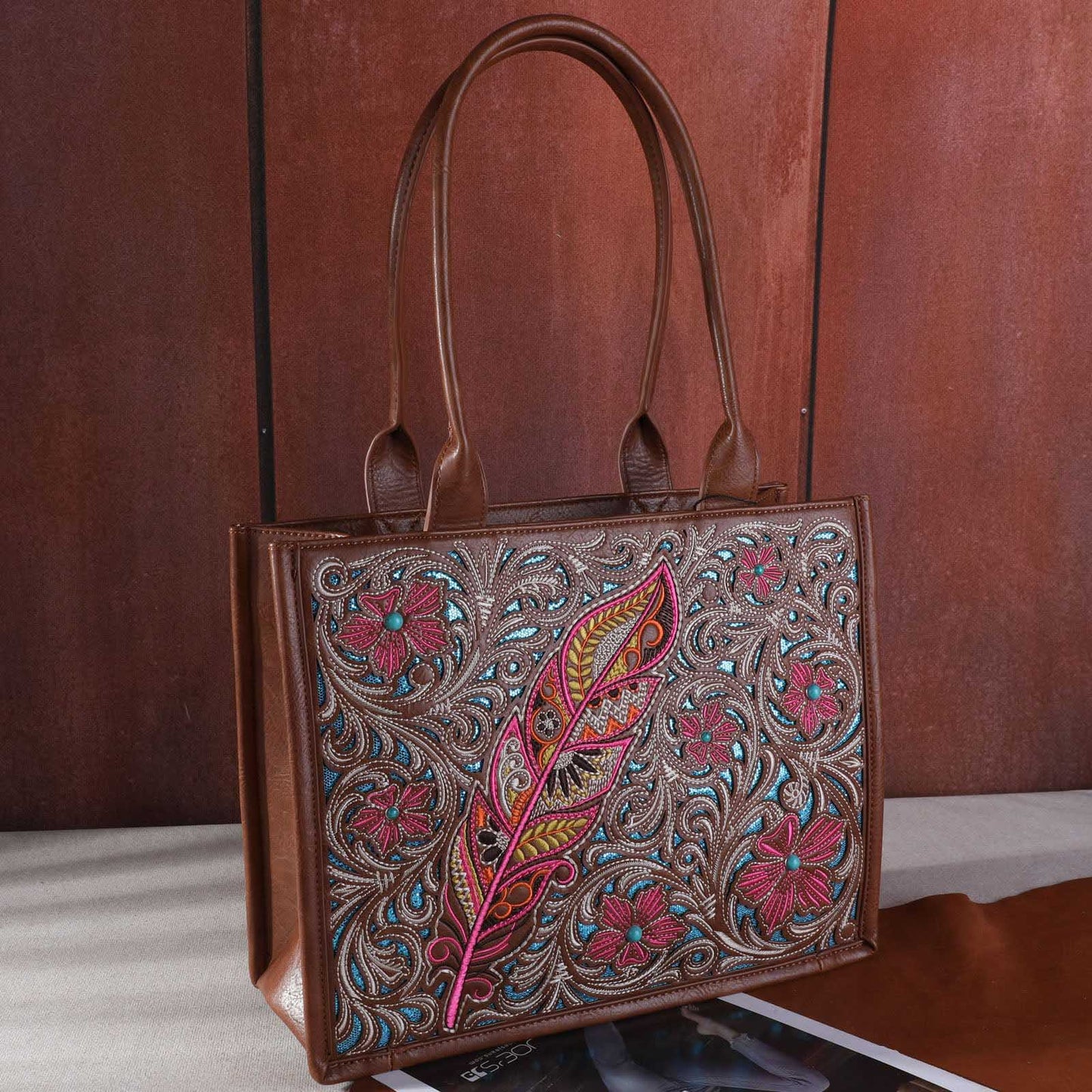 Montana West Embroidered Floral Cut-out Collection Concealed Carry Tote