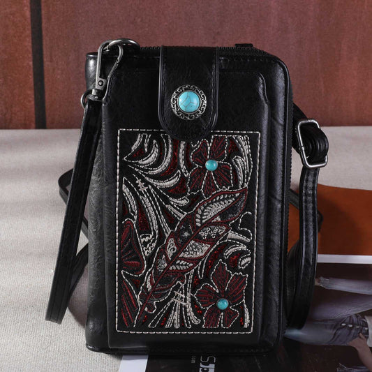 Montana West Embroidered Floral Cut-out Collection Phone Wallet/Crossbody