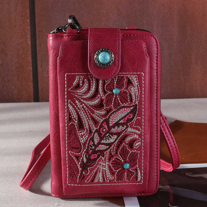 Montana West Embroidered Floral Cut-out Collection Phone Wallet/Crossbody