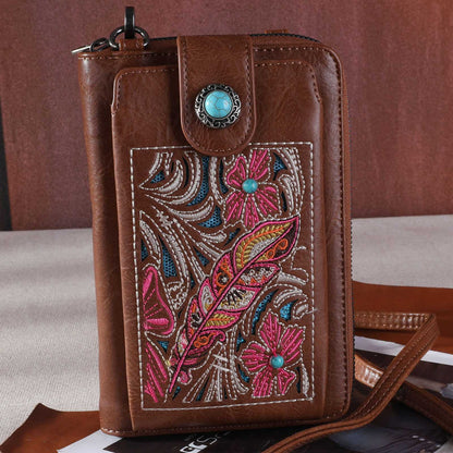 Montana West Embroidered Floral Cut-out Collection Phone Wallet/Crossbody