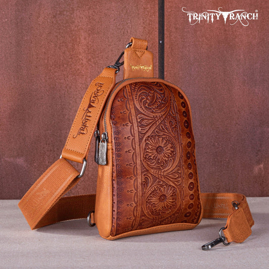 Trinity Ranch Floral Tooled  Collection Sling Bag