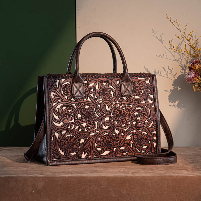 Trinity Ranch Floral Tooled Tote Bag Medium