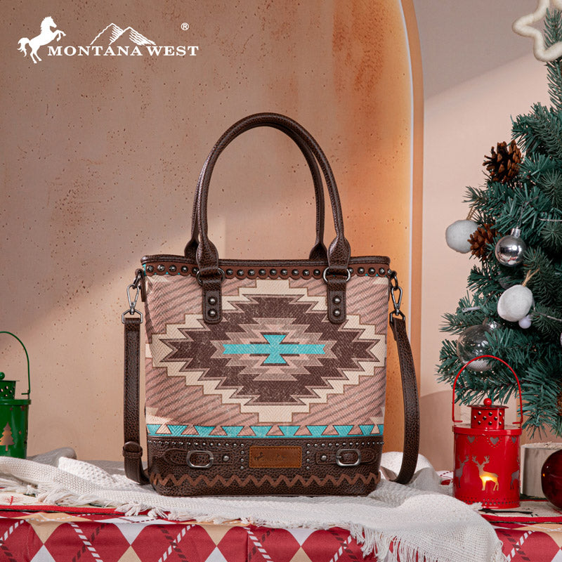 Montana West Aztec Embroidered Concealed Carry Tote Bag