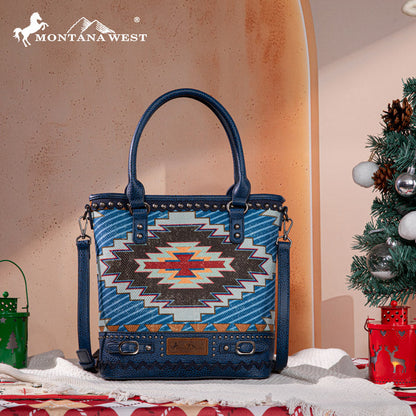 Montana West Aztec Embroidered Concealed Carry Tote Bag