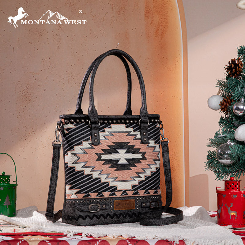 Montana West Aztec Embroidered Concealed Carry Tote Bag