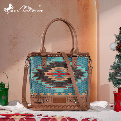 Montana West Aztec Embroidered Concealed Carry Tote Bag