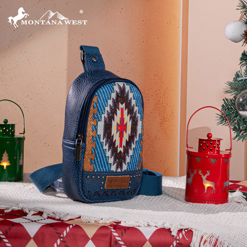 Montana West Aztec Embroidered Sling Bag