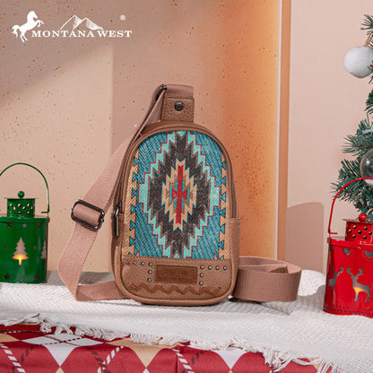 Montana West Aztec Embroidered Sling Bag