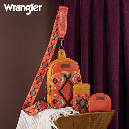 Wrangler Aztec Embroidered Whipstitch Sling Bag