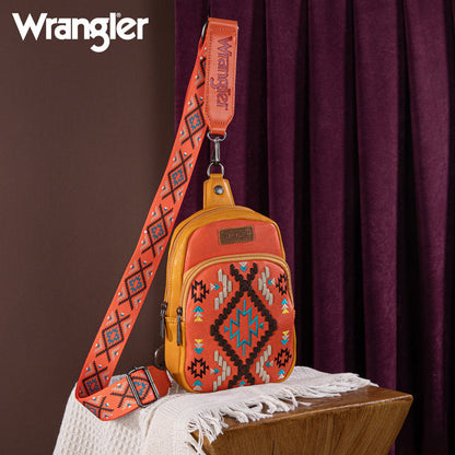 Wrangler Aztec Embroidered Whipstitch Sling Bag