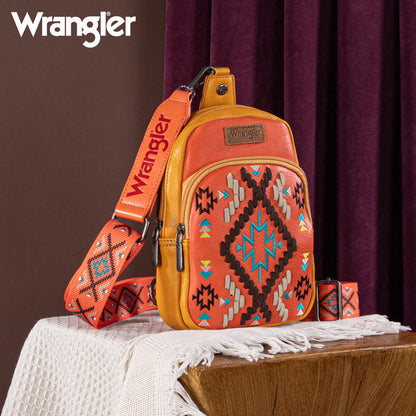 Wrangler Aztec Embroidered Whipstitch Sling Bag